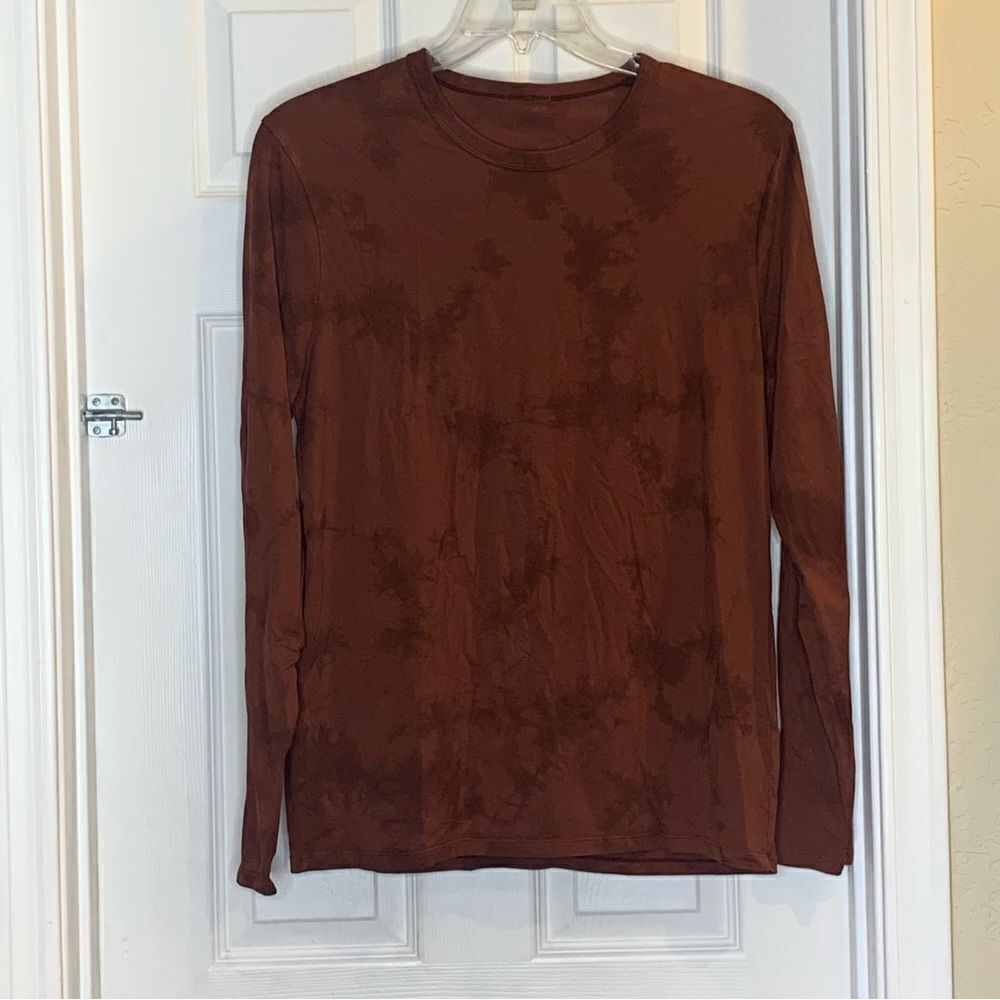 Lululemon The Fundamental Long Sleeve Shirt New Tide Shibori Date Brown Size M - Picture 6 of 7